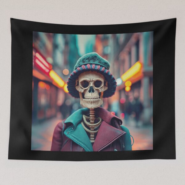 Item preview, A unique retro skeleton in a cap designed and sold by LuckyFamily.