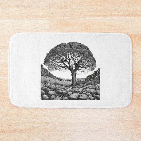 Item preview, Capturing Sycamore Gap's Timeless Beauty: Black and White Hand Drawing designed and sold by IssaraStudio.