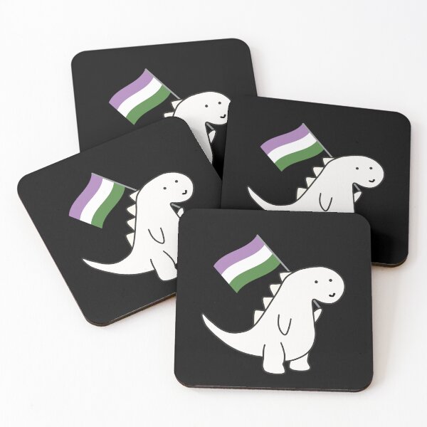 Item preview, Genderqueer Dinosaur with Pride Flag designed and sold by AntonsCorner.
