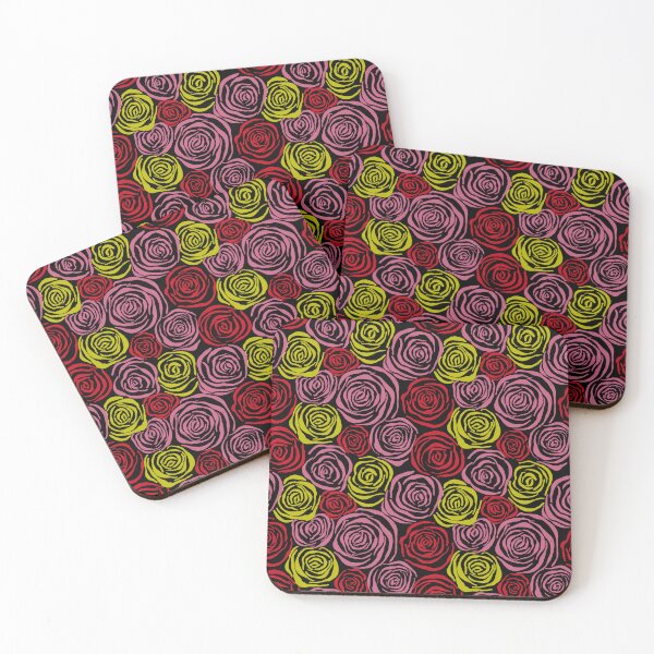 Item preview, Pink, yellow and red roses on black designed and sold by PrettywithColor.
