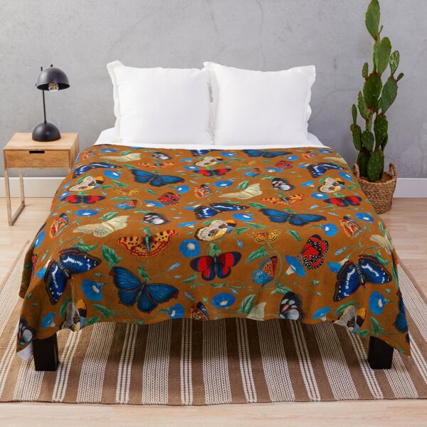 Item preview, Papillonia - Morning Glory with Butterflies in ginger orange designed and sold by Delinda Graphic Studio.