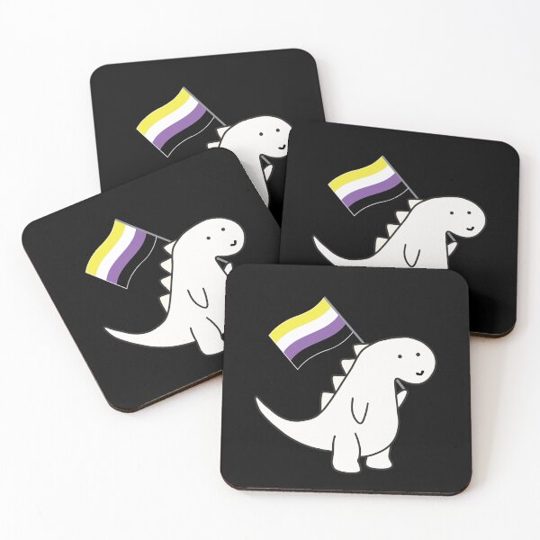 Item preview, Nonbinary Dinosaur with Pride Flag designed and sold by AntonsCorner.