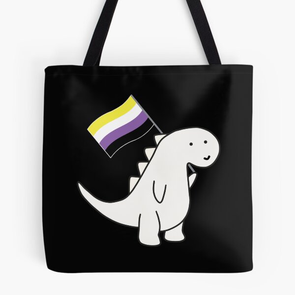 Item preview, Nonbinary Dinosaur with Pride Flag designed and sold by AntonsCorner.