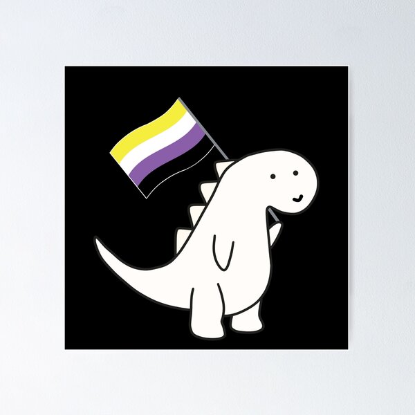 Item preview, Nonbinary Dinosaur with Pride Flag designed and sold by AntonsCorner.