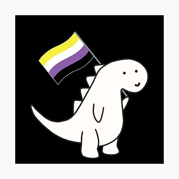 Item preview, Nonbinary Dinosaur with Pride Flag designed and sold by AntonsCorner.