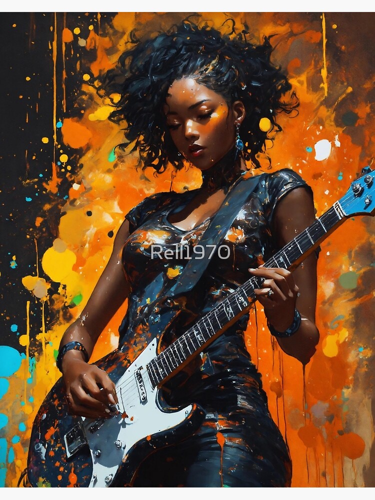 Black Female Guitarist Wall Art