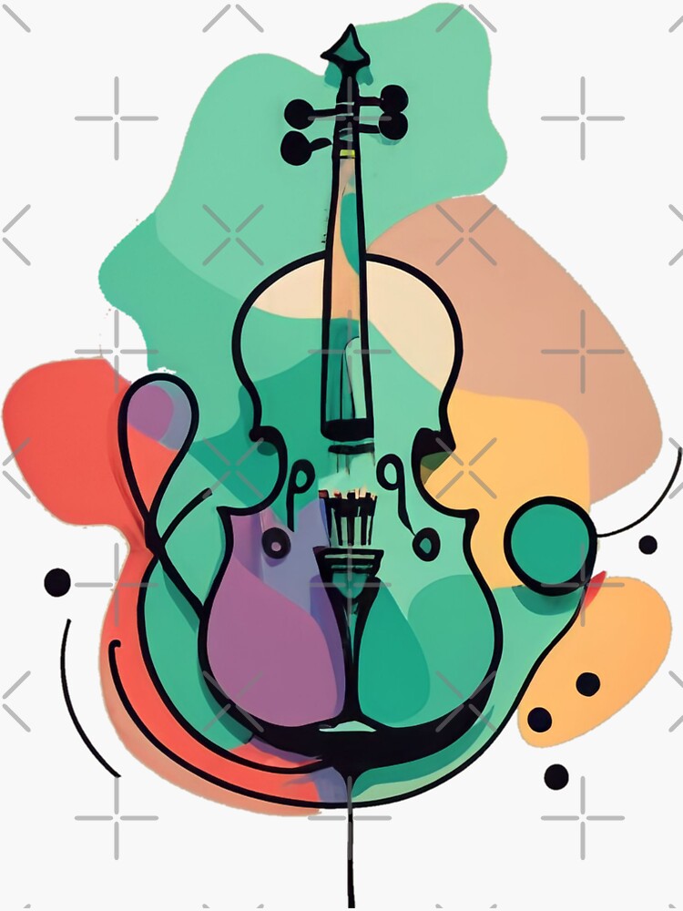 Thumbnail 3 of 3, Sticker, Violon art designed and sold by Coollzone.