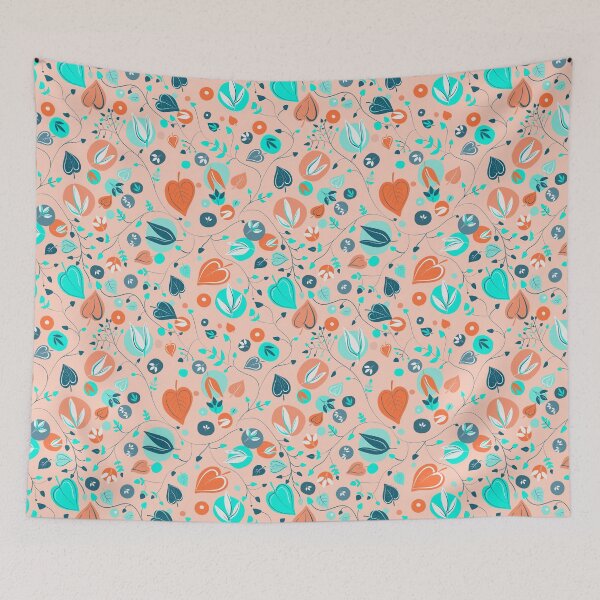 Item preview, Playful leaves and dots, orange & teal designed and sold by Maryann Candito.
