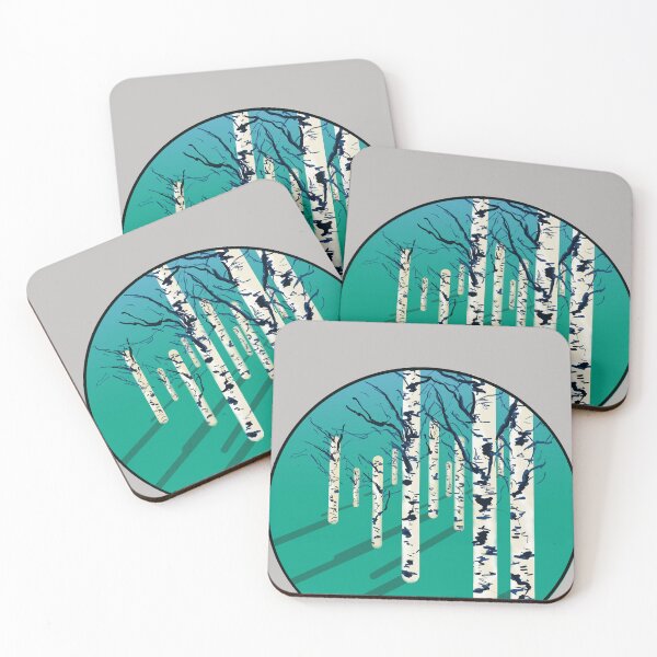 Item preview, Birch trees with shadows in circle designed and sold by NicoleFehrArt.