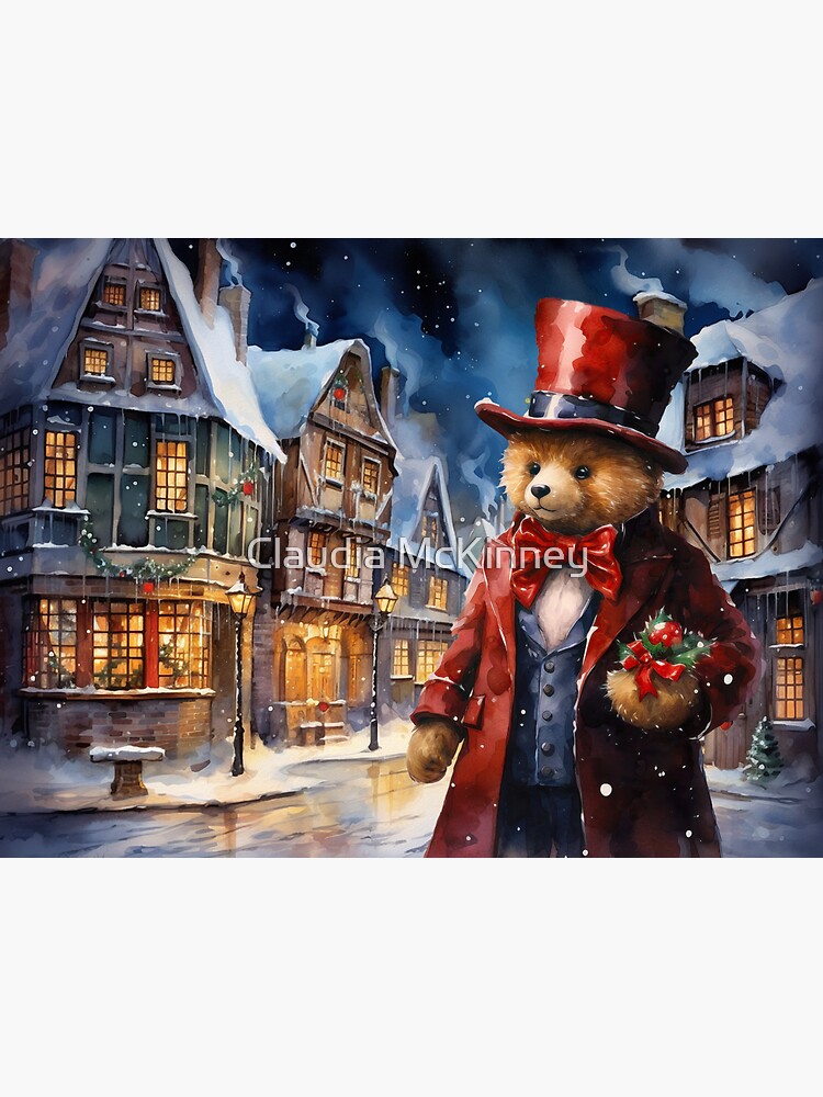 Thumbnail 3 of 3, Sticker, Teddy's Christmas designed and sold by phatpuppyart.