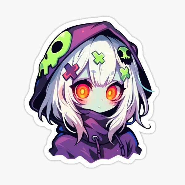 Cute Spooky Halloween Zombie Bunny with Pizza' Sticker