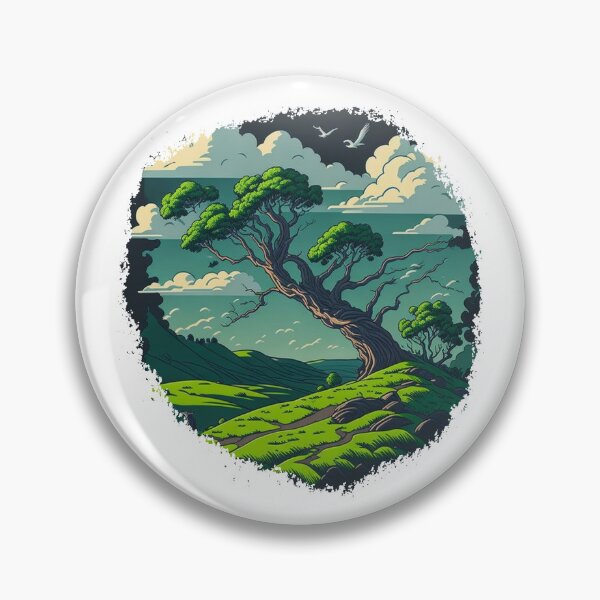 Item preview, Sycamore gap cartoon landscape designed and sold by SwanAndStone.