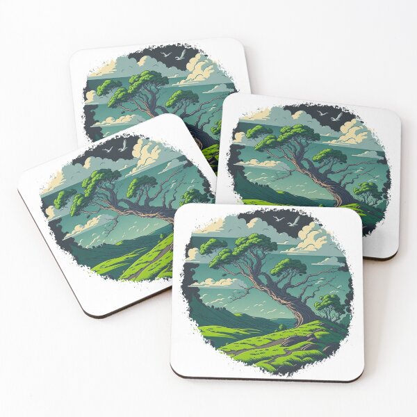 Item preview, Sycamore gap cartoon landscape designed and sold by SwanAndStone.