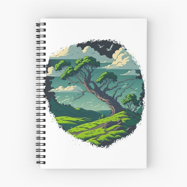 Item preview, Sycamore gap cartoon landscape designed and sold by SwanAndStone.