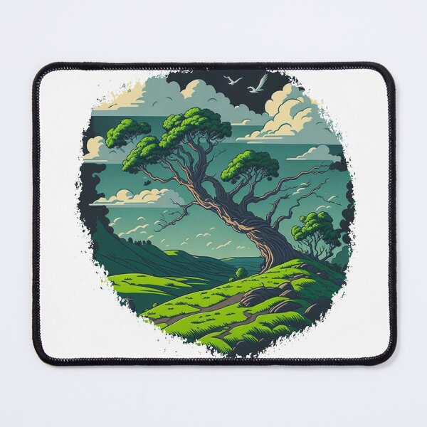 Item preview, Sycamore gap cartoon landscape designed and sold by SwanAndStone.
