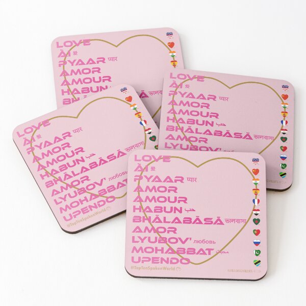 Item preview, LOVE: Top Ten Spoken Languages (World) Village Values Series (Pink) designed and sold by Carbon-Fibre Media.