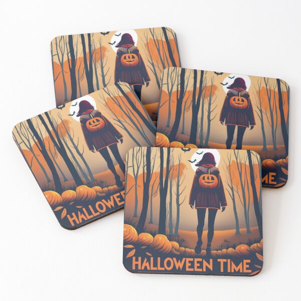 Item preview, Scary woman with pumpkin backpack in the forest, halloween time designed and sold by LuckyFamily.