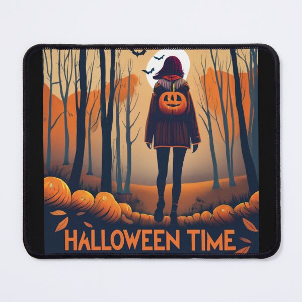 Item preview, Scary woman with pumpkin backpack in the forest, halloween time designed and sold by LuckyFamily.
