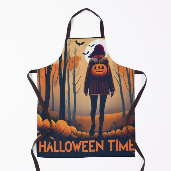 Item preview, Scary woman with pumpkin backpack in the forest, halloween time designed and sold by LuckyFamily.