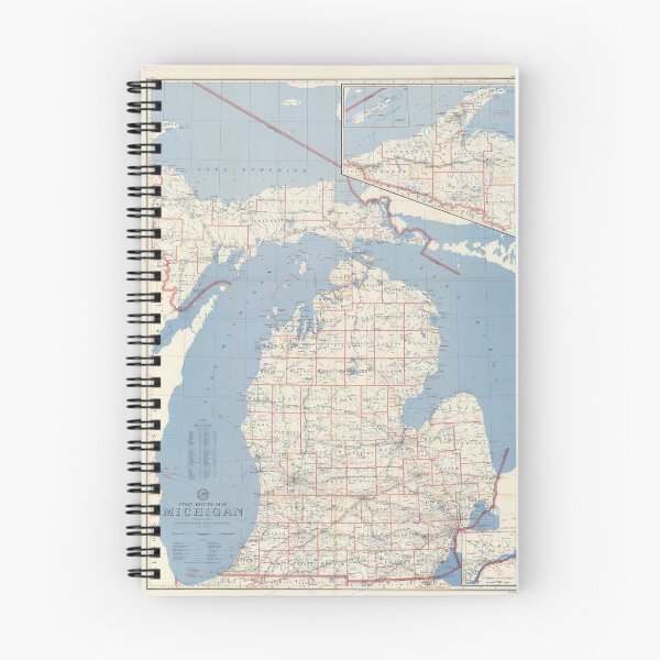 Item preview, Vintage Michigan Counties Postal Routes Map (1954) designed and sold by BravuraMedia.