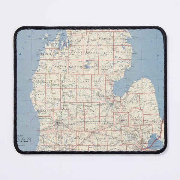 Item preview, Vintage Michigan Counties Postal Routes Map (1954) designed and sold by BravuraMedia.
