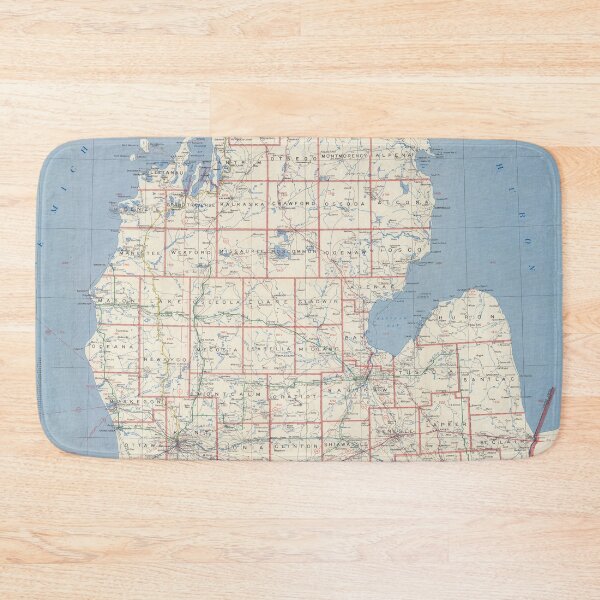 Item preview, Vintage Michigan Counties Postal Routes Map (1954) designed and sold by BravuraMedia.