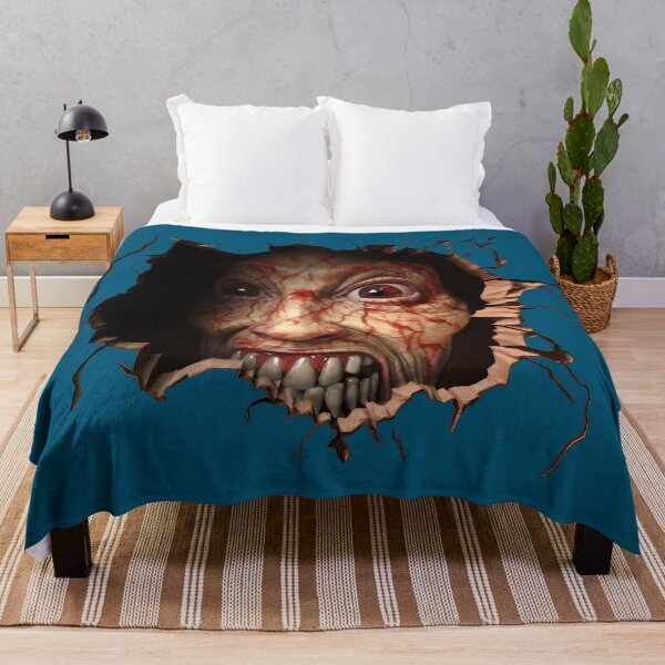 Item preview, Terrifying Bloody Face Coming Out of a Hole Wall Design designed and sold by CoputerEasel.