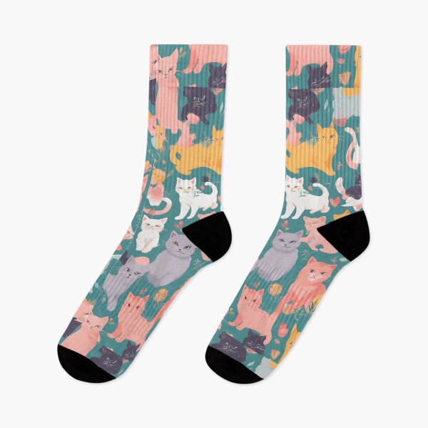 Item preview, The abstract world of pastel kittens with flowers designed and sold by DesignJhoce.