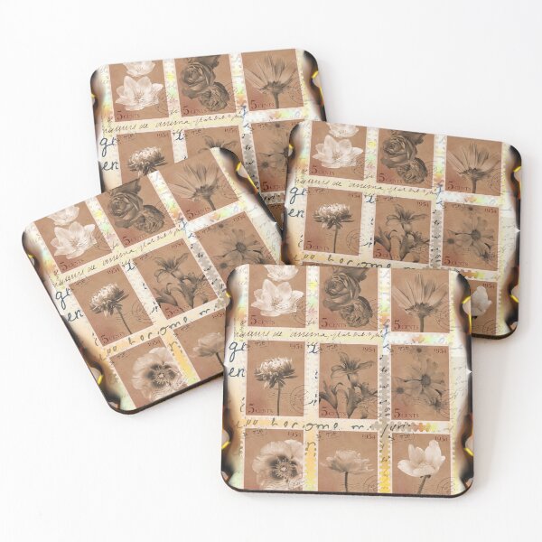 Item preview, Vintage Floral Burned Postage Stamps, postmarks designed and sold by Eternity Eventually.