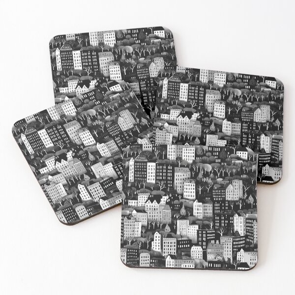 Item preview, City Landscape, Black and White, Seamless Pattern designed and sold by patternicco.
