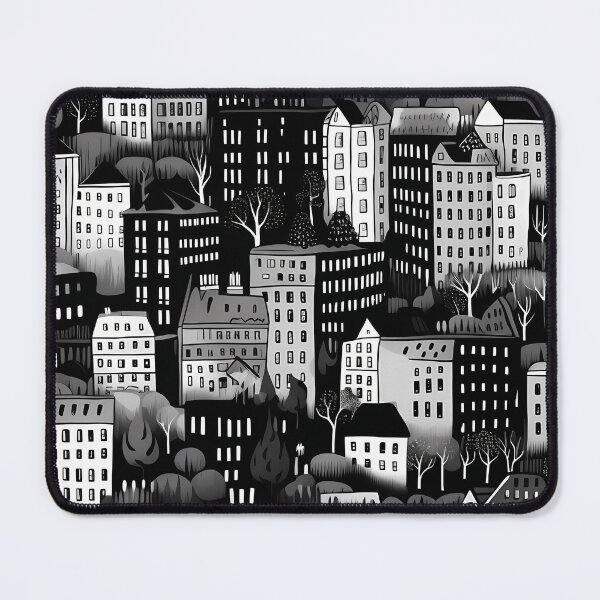 Item preview, City Landscape, Black and White, Seamless Pattern designed and sold by patternicco.