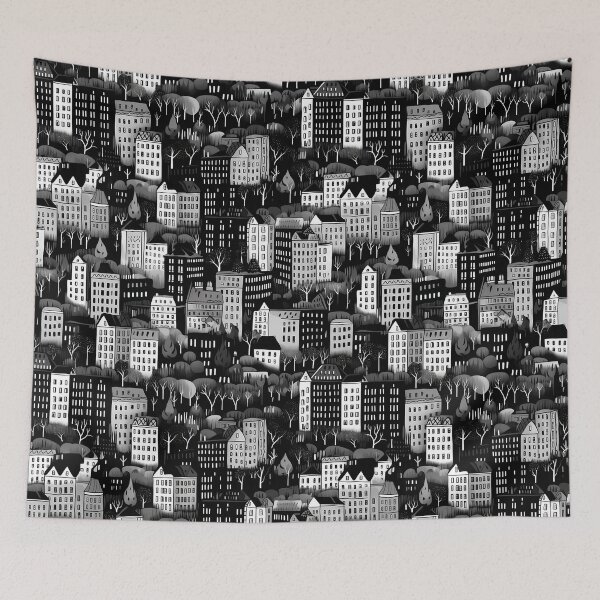 Item preview, City Landscape, Black and White, Seamless Pattern designed and sold by patternicco.