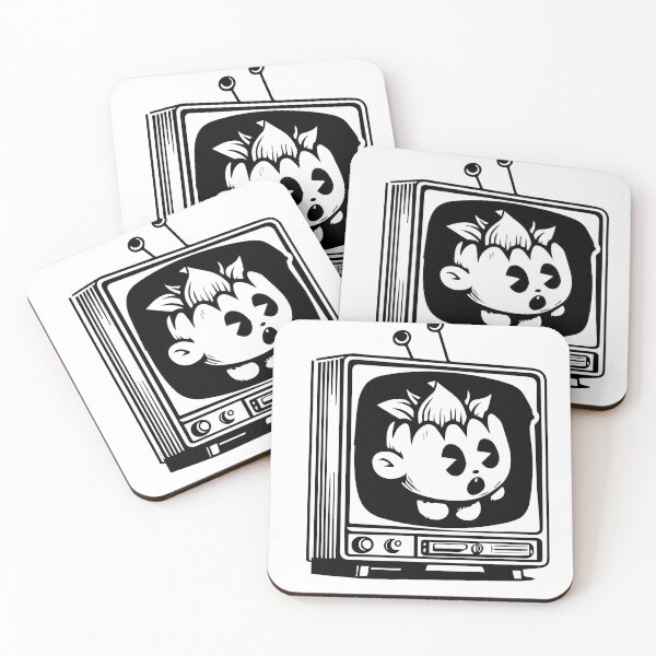Item preview, tv illustration with cute black and white cartoon designed and sold by bacanacrea.