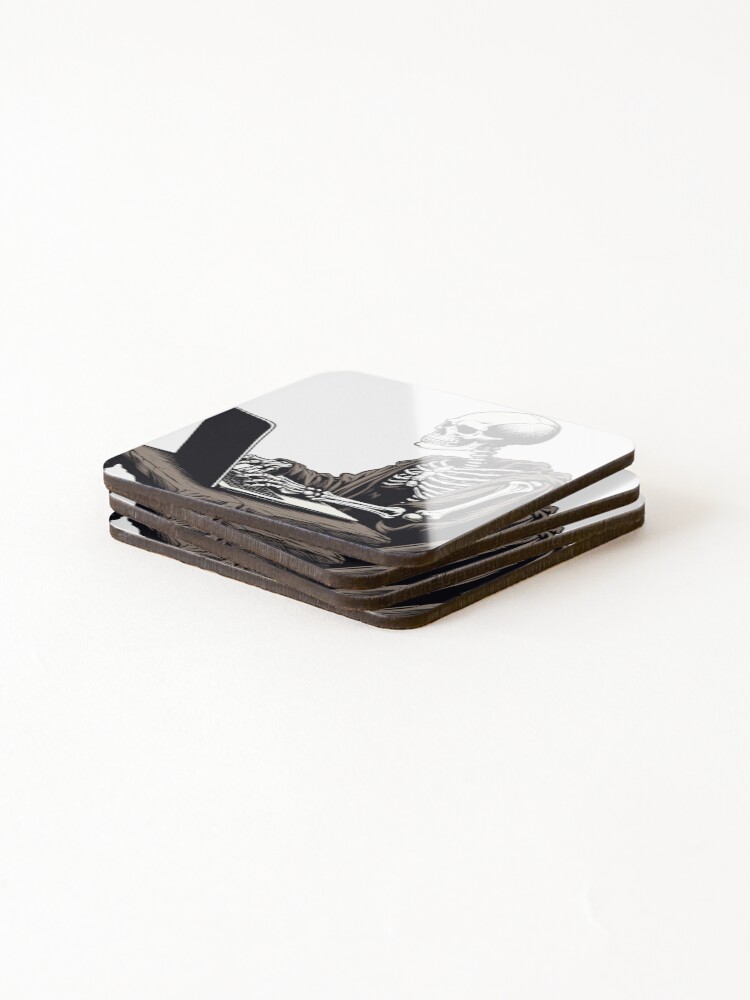 Thumbnail 4 of 5, Coasters (Set of 4), Gothic Coding Skeleton Software Dev designed and sold by skullcap-prints.