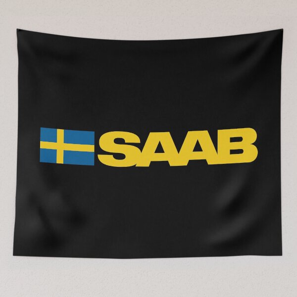 Item preview, SAAB with Swedish Flag retro designed and sold by blackdogshop.