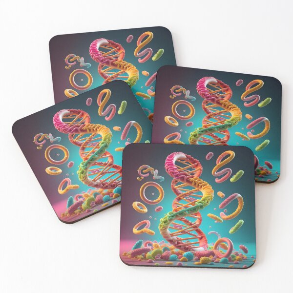 Item preview, Colorful and vibrant candy DNA skeleton in the style of optical illusions designed and sold by AI-Only Creations.