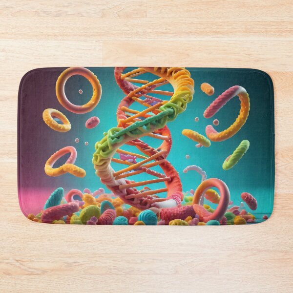 Item preview, Colorful and vibrant candy DNA skeleton in the style of optical illusions designed and sold by AI-Only Creations.