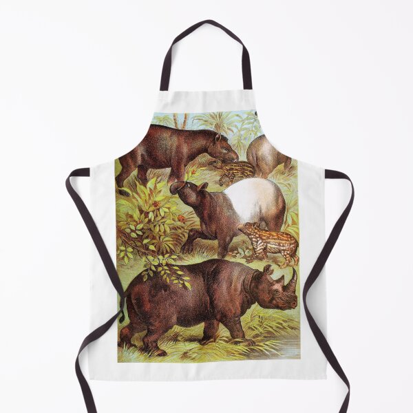 Item preview, South American Tapir and Malayan Tapir and Black Rhinoceros Vintage Chromolithograph by Hugh CraigPainting Animal Lover Gift designed and sold by ElegantTeaTime.