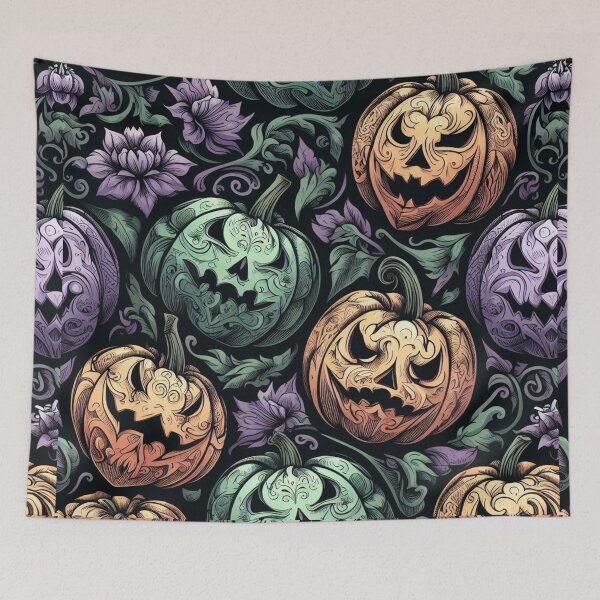 Item preview, Scary Pumpkins Creepy Jack O Lanterns Halloween Intricate Carved Pumpkin Filigree designed and sold by CoffeeIsATrip.