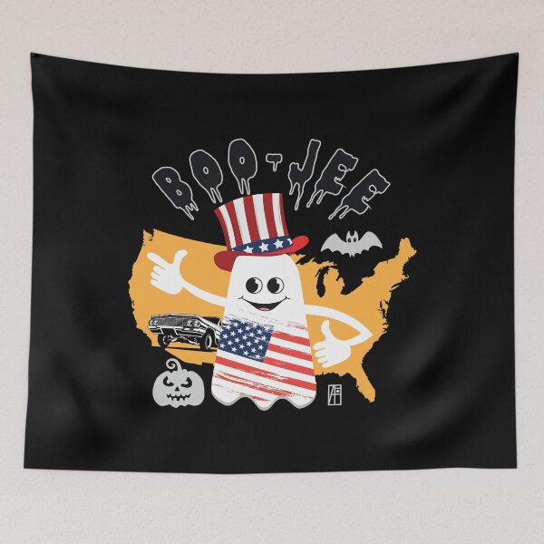 Item preview, BOO JEE Ghost - GHOST with American flag - cute Halloween designed and sold by ArtProjectShop.