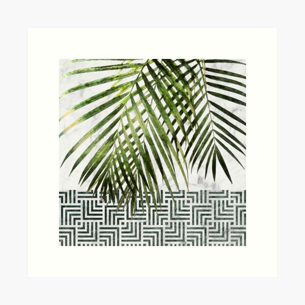 Item preview, Palm Leaves on White Marble and Tiles designed and sold by amini54.
