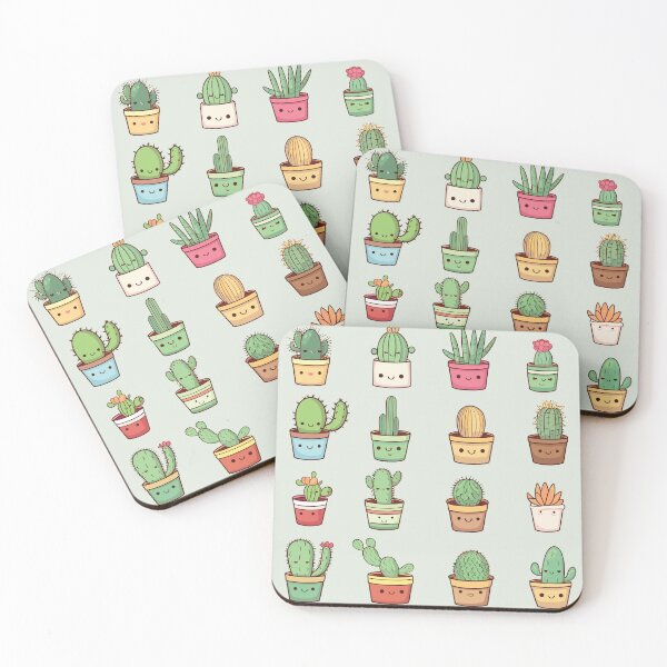 Item preview, Kawaii Cacti Desert Plants Succulent Group designed and sold by skullcap-prints.