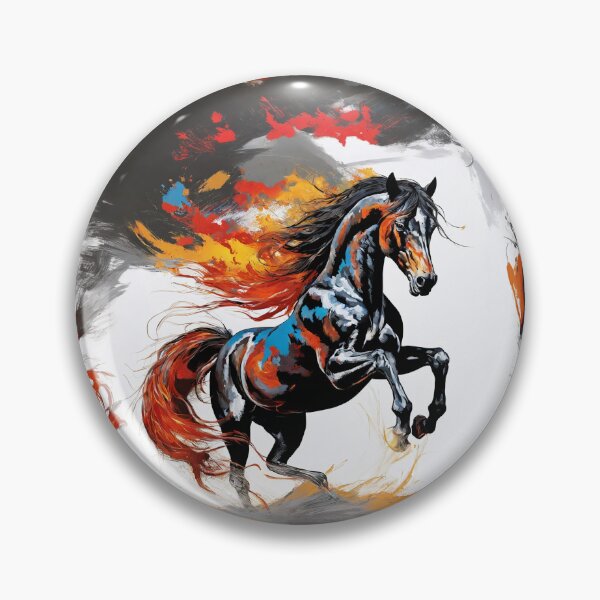 Item preview, Colorful painting of horse with fiery mane designed and sold by twisted-dot.