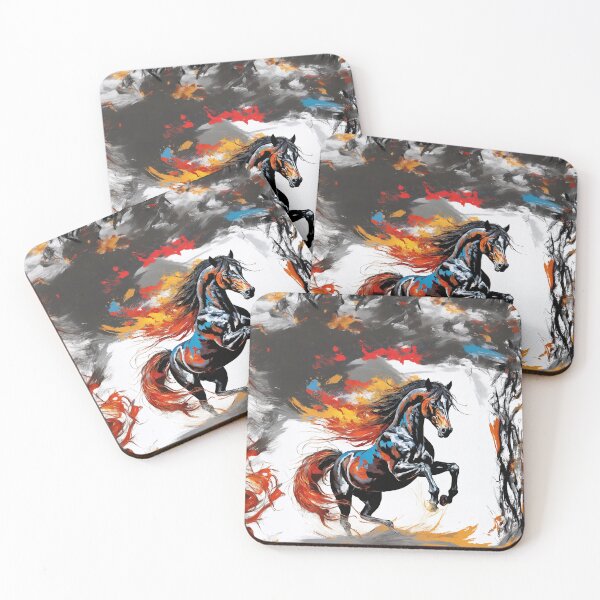 Item preview, Colorful painting of horse with fiery mane designed and sold by twisted-dot.