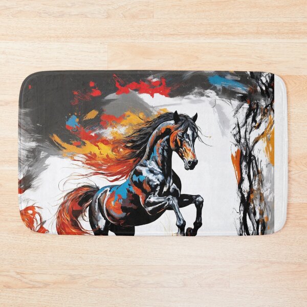 Item preview, Colorful painting of horse with fiery mane designed and sold by twisted-dot.