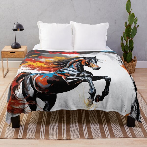 Item preview, Colorful painting of horse with fiery mane designed and sold by twisted-dot.