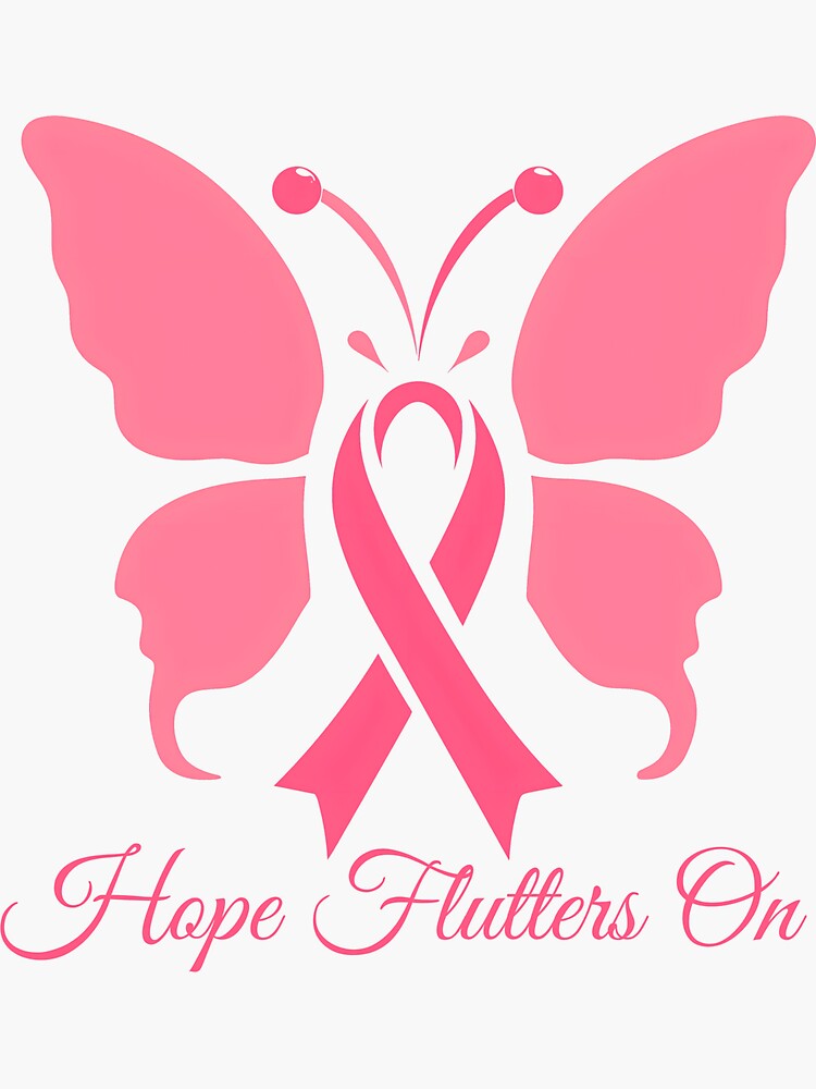 Hope with Pink Ribbon Breast Cancer Awareness Sticker by Breast Cancer  Warriors - Pixels