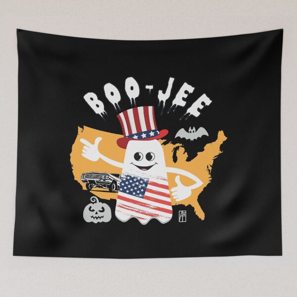 Item preview, BOO JEE Ghost - GHOST with American flag - cute Halloween designed and sold by ArtProjectShop.