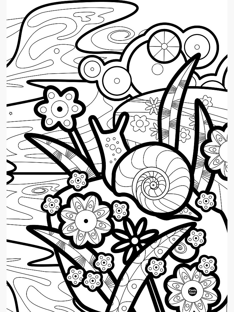 Thumbnail 3 of 3, Journal, Monisms Number 9, Snail with Flowers designed and sold by PaolaOpal.