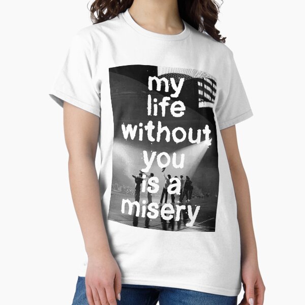 Vista previa del artículo con la obra «Mi vida sin ti es una miseria», diseñado y vendido por boredcreator.
